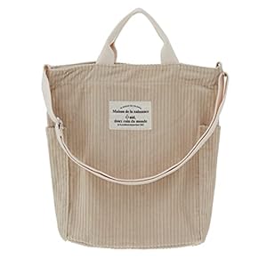 Topretty Corduroy draagtas Grote, modieuze corduroy schoudertas met schoudertassen, casual draagtas met rits en buitenvak, draagtas voor dames Schooltassen voor meisjes Business College Boeken