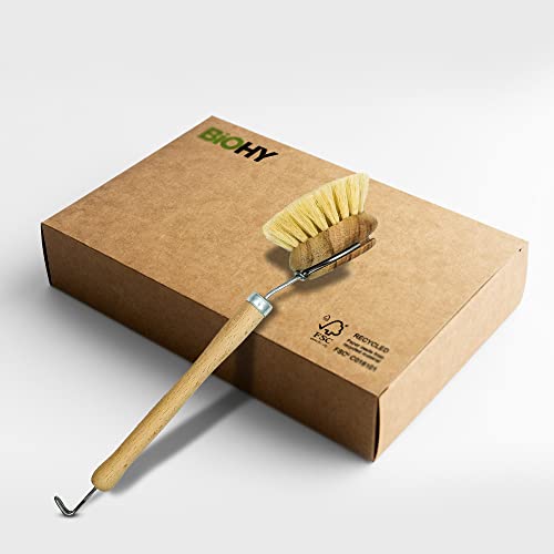 BiOHY Cepillo para lavar platos de madera de haya y fibra, ideal para lavar y limpiar la vajilla, fabricado en Alemania, 100% vegano Cover