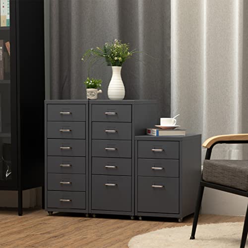 HollyHOME 5-Drawer Mobile File Cabinet, Filing Cabinet, Rolling Filing Organizer, Metal Storage Cabinet with Casters for Home,Office and School, Grey
