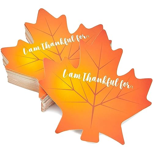 BLUE PANDA 50-Pack Fall Leaf Place Cards to Write On - 4 x 4 in Leaf Style Cardstock - Leaves of Gratitude Guest Notes & Formal Party Decoration