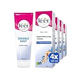 Enthaarungscreme 4er Pack sensitiv für seidig glatte Beine bis zu 2x länger als bei einer Rasur Veet Haarentfernungs-Creme Silk & Fresh sensible Haut 4x100ml