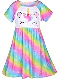 ICOSY Girls Nightgowns Unicorn Dress Pajamas for Kids Toddler Princess Nightgown Dress Unicorn Clothes for Girls Rainbow