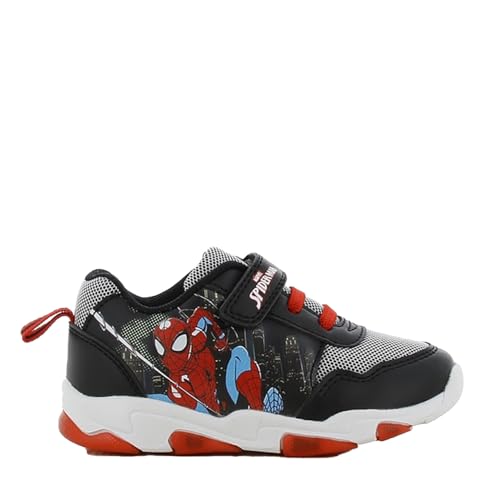 Leomil Spiderman - Zapatillas intermitentes para niños de 2 a 8 años, zapatillas bajas luminosas con luz para niños, divertidas zapatillas LED Marvel para niño con cierre de velcro, ideales para la