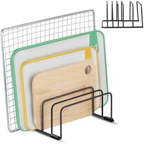 Cutting Board Organizer, 2-Pack Cutting Board Stand for Kitchen Baking Pans, Cookie Sheet, Baking Sheet Organizer With 5 Slots for Baking Sheet (7.1 X 5.5 X 2.76 in)