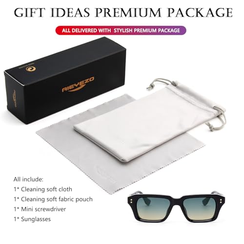 Image of AIEYEZO Rectangle Sunglasses for Men Women Fashion Square Frame Sun Glasses 90's Retro Designer Shades
