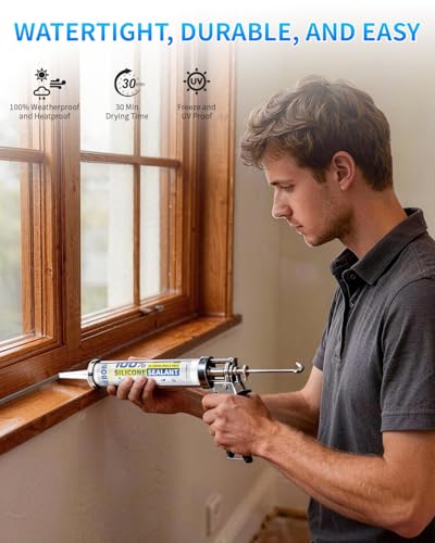 Image of Silicone Caulk & Sealant Brown, 100% Waterproof Silicone Sealant, Shrink & Crack Proof, Silicone Caulking for Kitchen, Bathroom, RV, Interior & Exterior Use, 10.2 FL. OZ /300ML, 1 Pack