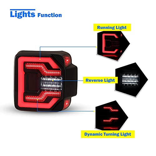 Wolfstorm Led Tail Lights Fit For 2018 2019 2020 2021 2022 2023 Jeep Wrangler Jl,Sequential Turn Lights Design, 2018-2023 Jeep Wrangler Jl Led Tail Light Assembly,1 Pair(Smoked Lens) #TOP4