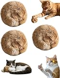 Rabbit Fur Ball Cat Toy,3 Inch Real Rabbit Cat Pom Pom Balls,Catnip Toy Ball,Washable Bunny Kick Toys (3PCS)