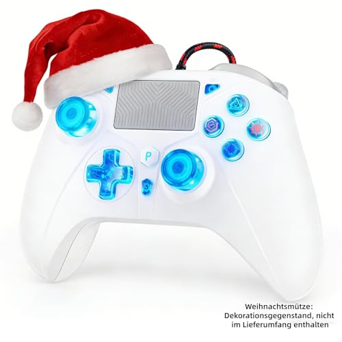 GGiking RGB Wired Controller für PS5, Kompatibel mit PS5 Pro/Slim, PS4 & PC, Kabelgebundener Gamepad mit LED Lighting, Dual Vibration, 6-Axis Sensor, Touchpad, 3,5mm Audio & Turbo-Funktion