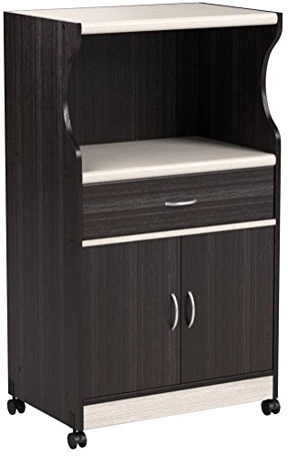 Hodedah Microwave Cart with One Drawer, Two Doors, and Shelf for Storage, Chocolate