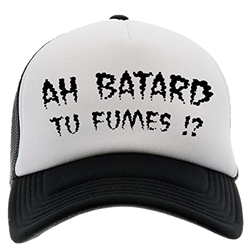 Lacrim Ah Batard Tu Fumes Casquette de Baseball Chapeau Unisexe Hommes Femmes Avant en Mousse Dos en Maille Noir Cap Unisex