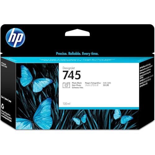 HP 745 F9J98A Negro Fotográfico, Cartucho de Tinta HP Original DesignJet, de 130 ml, para Impresoras HP DesignJet Z2600, Z5600 PostScript