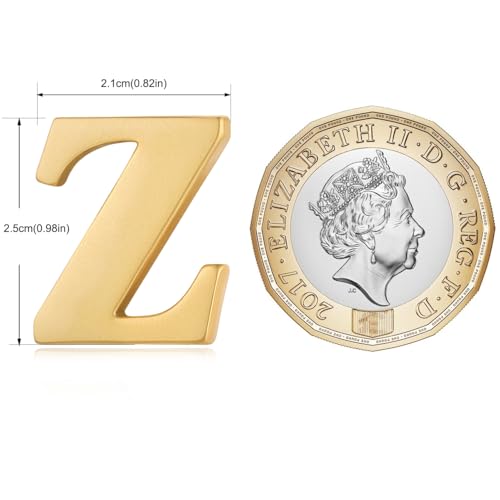 Image of HONEY BEAR Mens Womens Initial Alphabet Letter Lapel Pins Collar Badge Brooches for Business Wedding Graduation Gift Matte Gold 0.59 inches