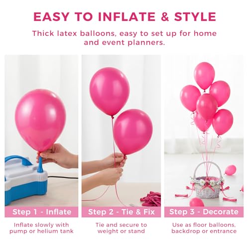 LOVESTOWN 110 PCS Hot Pink Balloons, 12 Inch Bright Hot Pink Latex - image 6