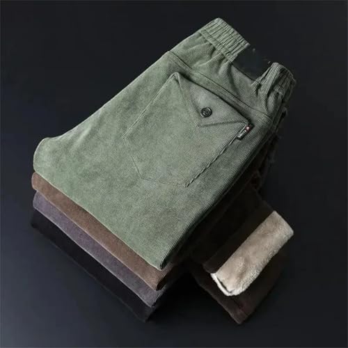 DBFBDTU Winter Corduroy Trousers for Men Straight Loose Elastic Pants Fleece Casual Streetwear2