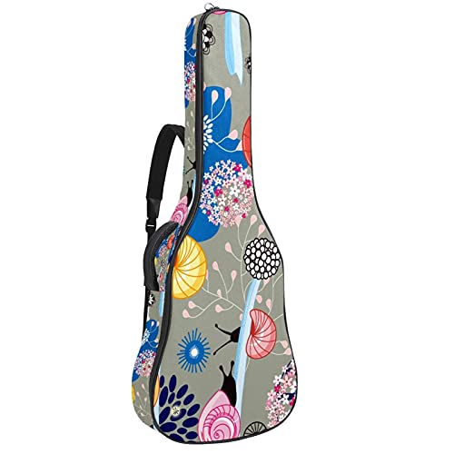Housse guitare folk classique électrique étanche motif fleur et escargot