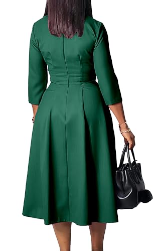Image of Wear to Work Midi Dress for Women Business Casual A-line Dress Elegance Church Outfits