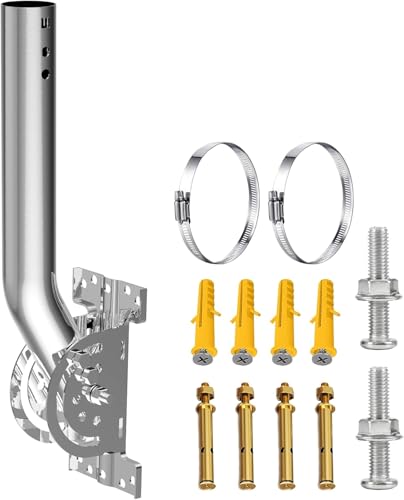 Poste de antena con perno reforzado, barra en J de acero inoxidable sólido antioxidante (3,5 cm x 30 cm), compatible con instalaciones de pared, canalones o techo, apto para puntos de acceso