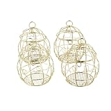 BEAZOOM 4 x Metall-Futterspender für Meisenknödel, zum Aufhängen, für Garten, Wildtiere, Gold, 9,5 x 7 cm