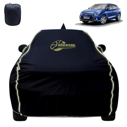 Image of Reflector Waterproof Car Cover for Toyota Glanza New with Mirror & Antenna Pocket | All Weather Protection | Washable Fabric | Black Color