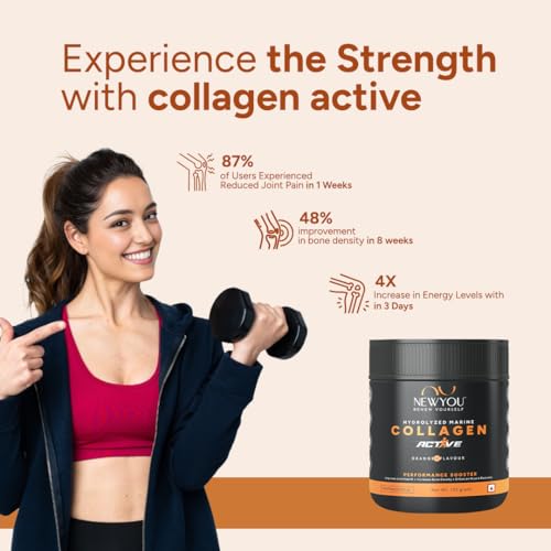 NewYou Collagen Active Performance Booster | Enhances Joint Movement, Bone Strength & Flexibility | Helps Reduce Back & Knee Pain | Japanese Marine Collagen + Glucosamine + Hyalu (Monthly Pack (150g))