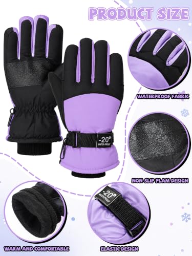 Image of Bencailor 3 Pairs Kids Ski Gloves Children Winter Gloves