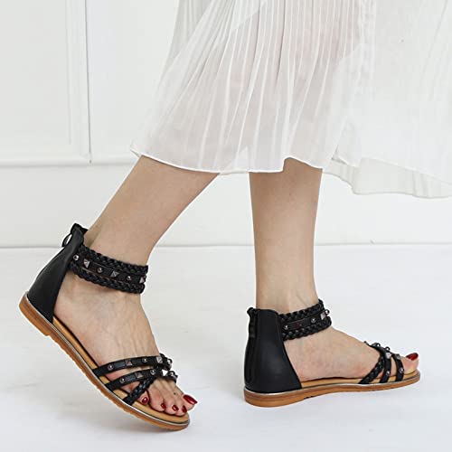 Sandals Women's Sandals Flat Bottom Summer Women's Fashion Casual Beach Shoes Sandal(A,37)2