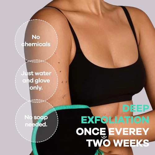 Dermasuri - Deep Exfoliating Glove for Shower - Scrubbing Mitt Body Scrubber Gloves - Korean Skin Cleaner Exfoliator - Dead Skin Buffing Treatment - Keratosis Pilaris Scrub Remover - (1 Pack)