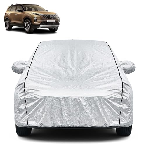 Image of Waterproof Car Cover for Tata Safari | Dustproof, UV Resistant & Scratch Protection | Soft Cotton Lining | Triple Stitched | Mirror Pockets & Elastic Fit | Silver