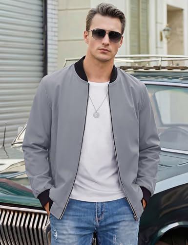 Image of TACVASEN Men's Lightweight Jacket Spring Bomber Fall Windbreaker Casual Stylish Coats with Pockets