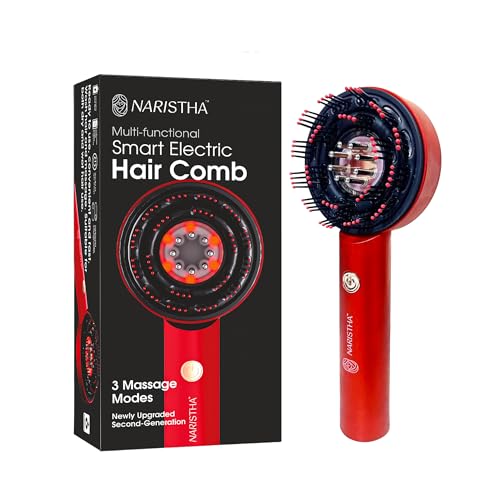Image of NARISTHA Multi-Functional Smart Electric Hair Comb | Scalp Massager with RGB Light Therapy | Oil Applicator Comb | Rechargeable Waterproof Hair Care Device