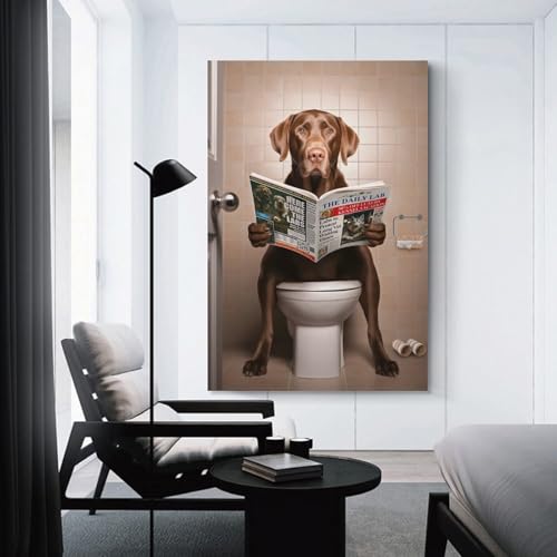 Tableau sur toile labrador marron toilettes art mural cuisine moderne 50x75cm