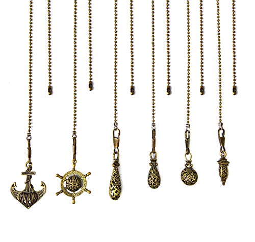 Image of 6pcs Vintage Hollow Out Charm Pendant Ceiling Fan Danglers Fan Pulls Chain Extender with Ball Chain Connector (Mixed style)