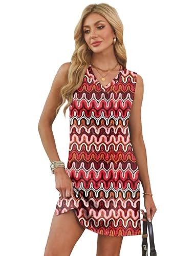 Image of BKRIVE V-Neck Summer Casual Beach Dresses for Women 2026 Vacation Women's Sleeveless Sundress with Split
