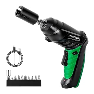Starfavor Electric String Winder, 200RPM Automatic Guitar Winding Tuner for Stringed Instrument, Rechargeable Power Screwdriver with LED Light, Comes with Extra 10 Pcs Screwdriver Bits