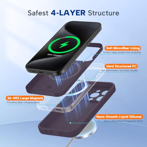 Image of Miracase Silicone & Magnetic for iPhone 15 Pro Max Case, Dark Purple