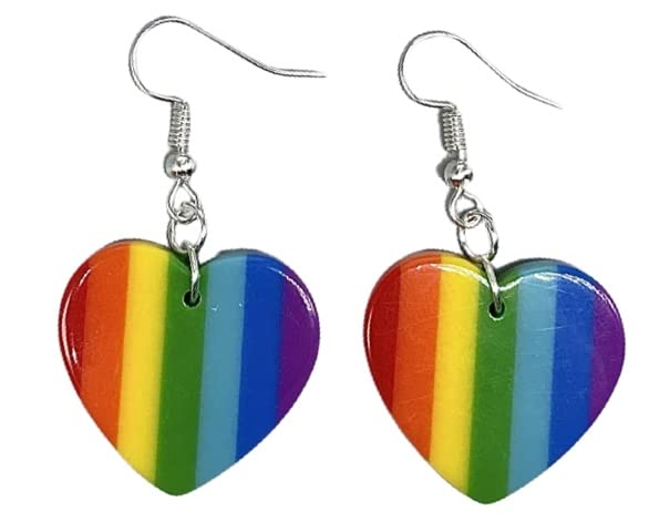The Funky BarcodeRAINBOW PRIDE HEART Dangle Earrings Gift Box Available