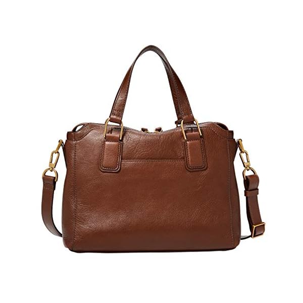 Fossil Women's Jacqueline Eco-Leather Satchel Purse Handbag, Brown (Model: ZB1501200)