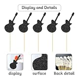 Electric Guitar Cupcake Toppers Black Glitter Guitar Cake Picks, Rock and Roll Music Themed Birthday Party Decorations Music Party Rock Star Celebration Supplies for Kids - 24PCS