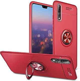 SORAKA Case for Huawei P20 with 360 degree rotation Ring Stand Soft Slim Fit Silicone Case Shockproof Anti-fingerprint Case with Metal Plate for Magnetic Car Phone Holder