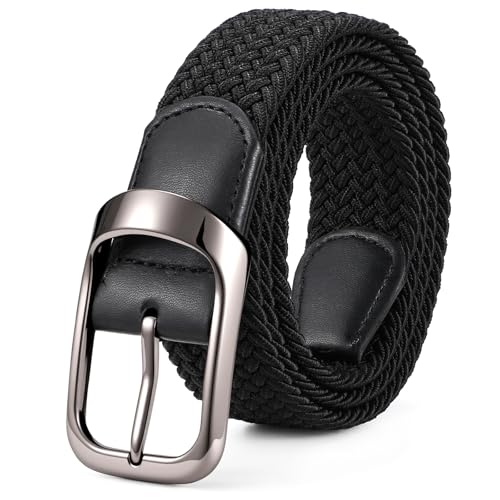 Image of JASGOOD Stretch Belt for Men, Men Women Elastic Woven Braided Belt 1 3 /8 Casual Belt Golf Belt for Jeans Pants