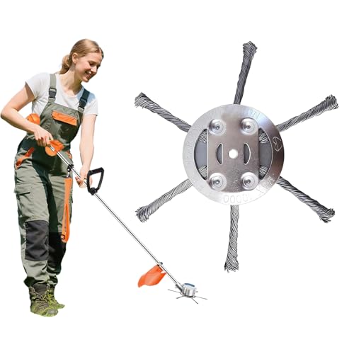 Steel Wire Grass Trimmer Head, Upgrade Bold 2.3 Times Prevent Breaking Steel Wire Weed Eater Head, for Low-Power Lithium Battery Weed Trimmers, 6 Inch Wire Weed Trimmer Head(Low Power 6 Blade)