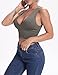Venbond Women's Sexy Sleeveless Seamless Crop Top Deep Plunge V Neck Ribbed Tank Top with Removable Pads (Green, 2XL)