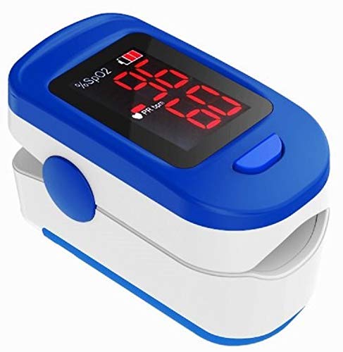 AccuSure Figure Tip Pulse Oximeter with LED Display and Auto Power Off Feature (Blue and White)
