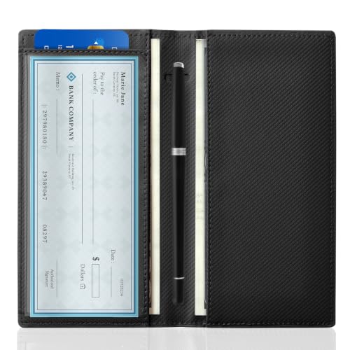 Image of CoBak Checkbook Cover for Women & Men - PU Leather Case with RFID Blocking | Classic Design Check Book Holder for Personal and Business