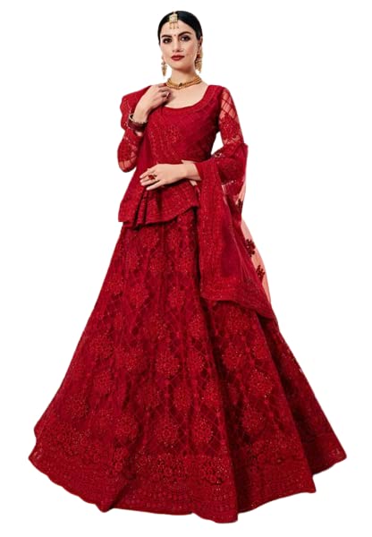 Nir Fashion womens Silk Semi-stitched lehenga choli(Nir Fashion_Free Size_Red)