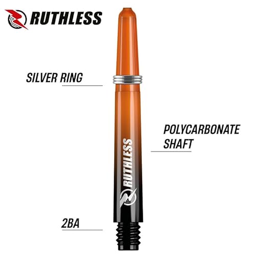 RUTHLESS Deflectagrip Polycarbonate Dart Shafts | Durable Stems with Springs in Medium Length, 49mm, Black & Orange, 3 Sets (3XS1583) - Image 2