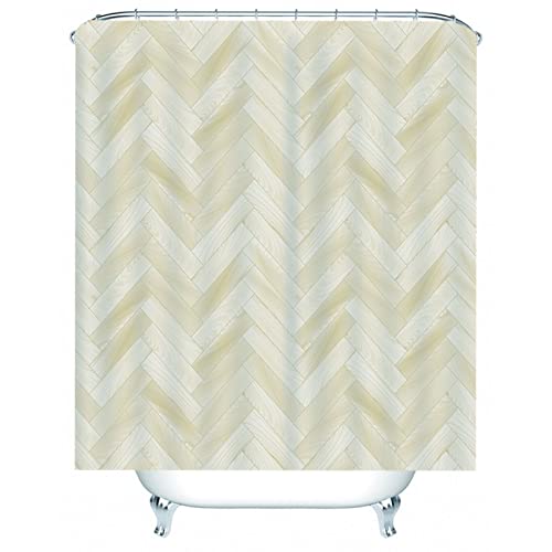 Whoiy Duschvorhang 150X200 Beige, Duschrollo Um Die Ecke Polyester Shower Curtains Gewebtes Muster für Badezimmer Badewanne