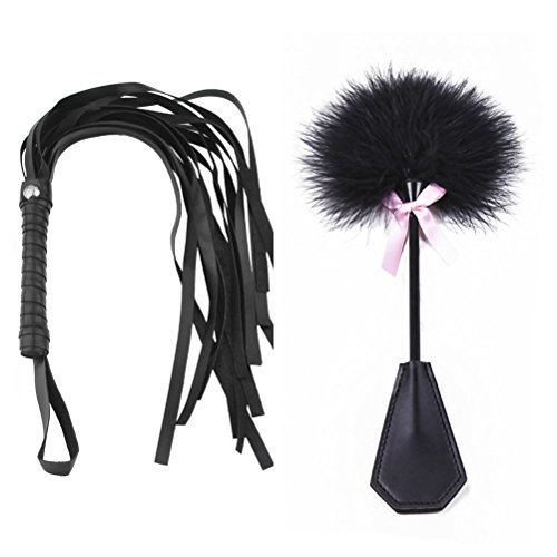 Bondage Feder-Gerte Schwarz SM BDSM mit Flogger Reiten erotische Peitsche Sex Spielzeug Zubehör für BDSM SM Erwachsene Sex-Spiele
