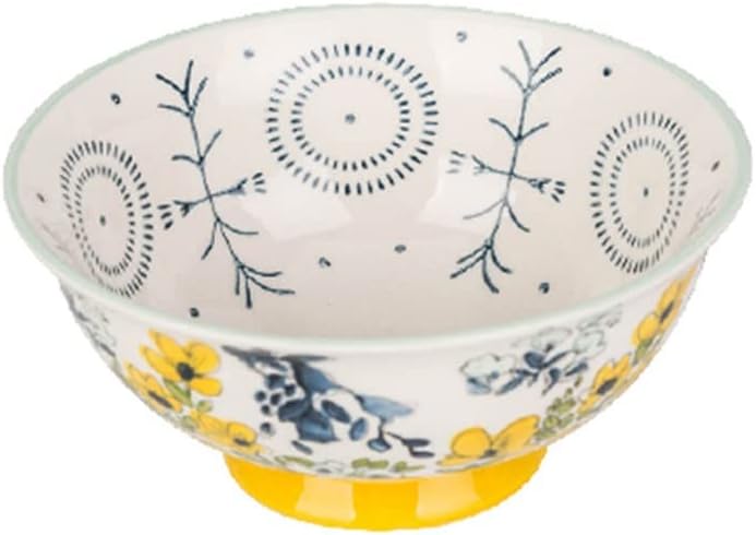 2 Pcs 4.5/6inch Flower Cereal Bowls Ceramic Pasta Bowl for Soup Snack Dessert Serving Kitchen Tableware(C,15X8CM)